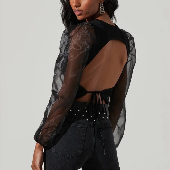 ASTR Audrina Chiffon Sleeeve Sweater - Picture 3 of 6